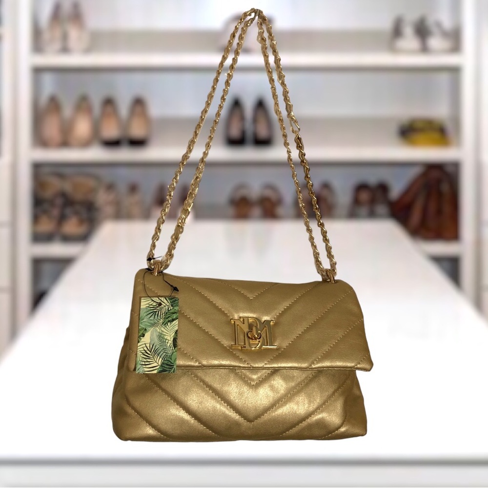New Badgley Mischka Metallic Quilted Crossbody w Letter Lock Multi-winner HP! - Picture 2 of 16